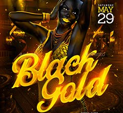 黑金风格的派对海报/传单模板：Black Gold Party Flyer